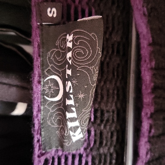 🖤distressed purple and black striped sweater - Picture 3 of 6